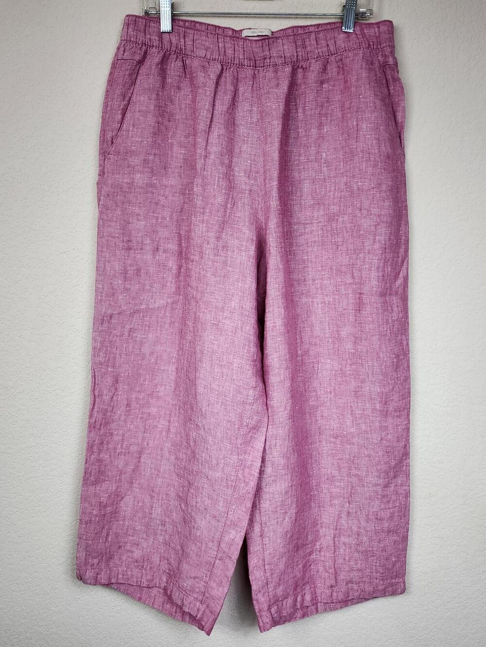 Cynthia Rowley Pink 100% Linen Wide Leg Pants XL